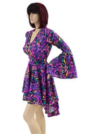 V Neck Hi Lo Skater Dress with Trumpet Sleeves - Coquetry Clothing