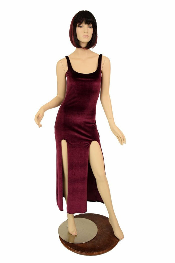 Velvet Double Slit Gown - Coquetry Clothing