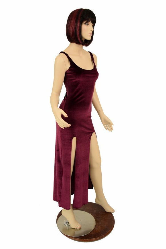 Velvet Double Slit Gown - Coquetry Clothing