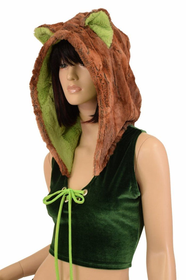 Velvet Forest Fox Crop Hoodie - 1