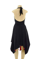Velvet Handkerchief Hemline Halter Dress with Laceup Neckline - Coquetry Clothing