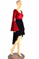 Velvet Hi - Lo Trumpet Sleeve Dress - Coquetry Clothing