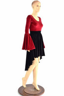 Velvet Hi - Lo Trumpet Sleeve Dress - Coquetry Clothing