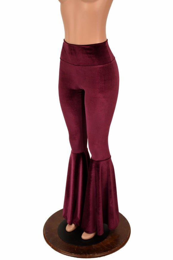 Velvet High Waist Bell Bottom Flares - Coquetry Clothing