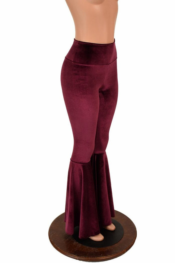 Velvet High Waist Bell Bottom Flares - Coquetry Clothing