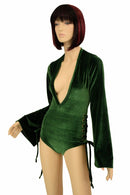 Velvet Lace Up Plunging V Romper - Coquetry Clothing