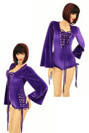 Velvet Lace Up Plunging V Romper - Coquetry Clothing