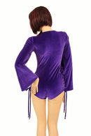Velvet Lace Up Plunging V Romper - Coquetry Clothing