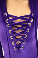 Velvet Lace Up Plunging V Romper - Coquetry Clothing