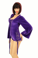 Velvet Lace Up Plunging V Romper - Coquetry Clothing