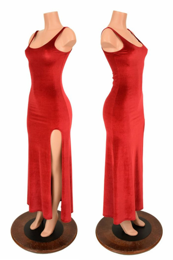 Velvet Slit Gown - Coquetry Clothing