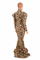 Victoria Sleeve Puddle Train Gown with Plunging Keyhole Neckline - Coquetry Clothing
