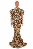 Victoria Sleeve Puddle Train Gown with Plunging Keyhole Neckline - Coquetry Clothing