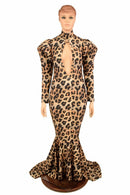 Victoria Sleeve Puddle Train Gown with Plunging Keyhole Neckline - Coquetry Clothing