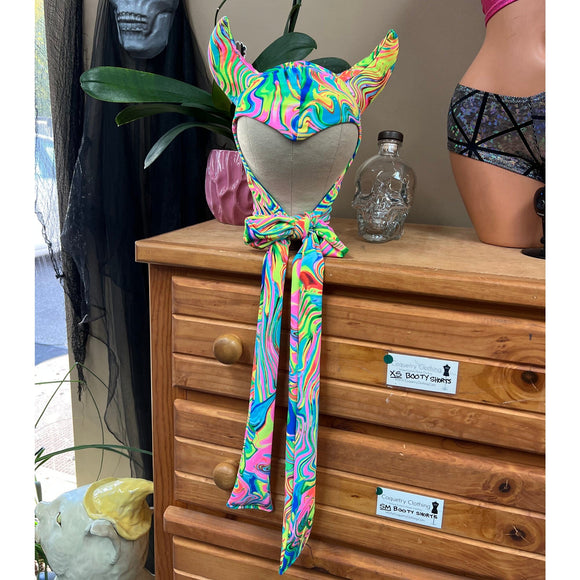 Vintage Style Devil Hood in Neon Flux - Coquetry Clothing