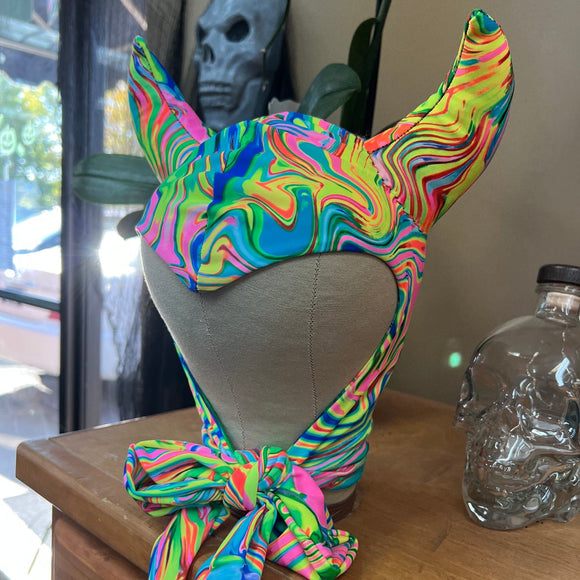 Vintage Style Devil Hood in Neon Flux - Coquetry Clothing