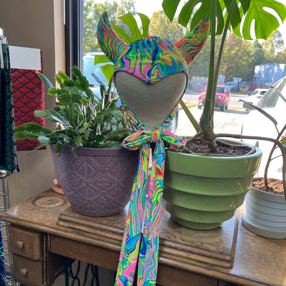 Vintage Style Devil Hood in Neon Flux - Coquetry Clothing