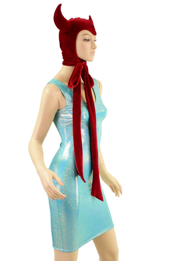 Vintage Style Red Velvet Devil Bonnet - Coquetry Clothing