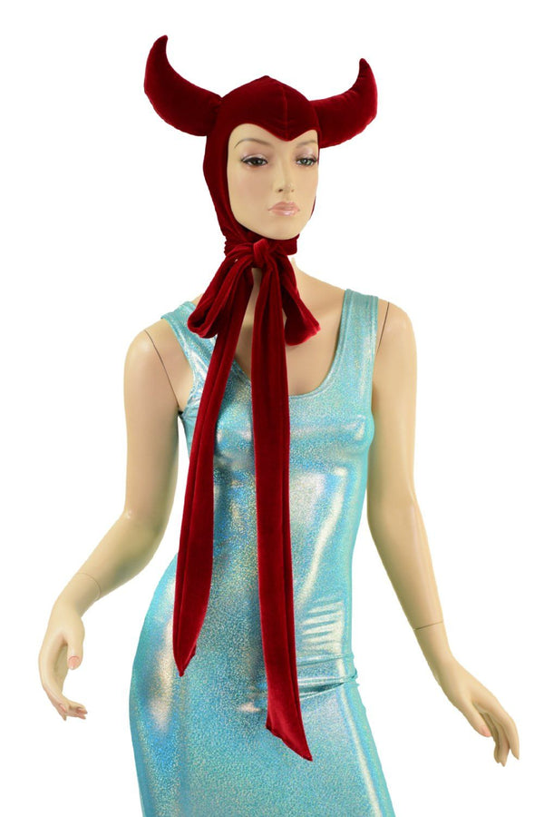 Vintage Style Red Velvet Devil Bonnet - 1