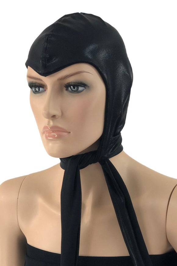 Vintage Style Widows Peak Bonnet in Black Mystique - Coquetry Clothing