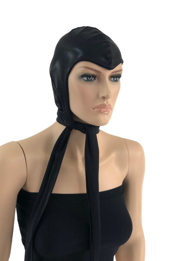 Vintage Style Widows Peak Bonnet in Black Mystique - Coquetry Clothing