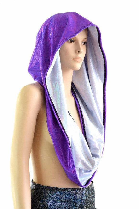 White and Grape HUGE Reversible Festival Hood - Coquetry Clothing