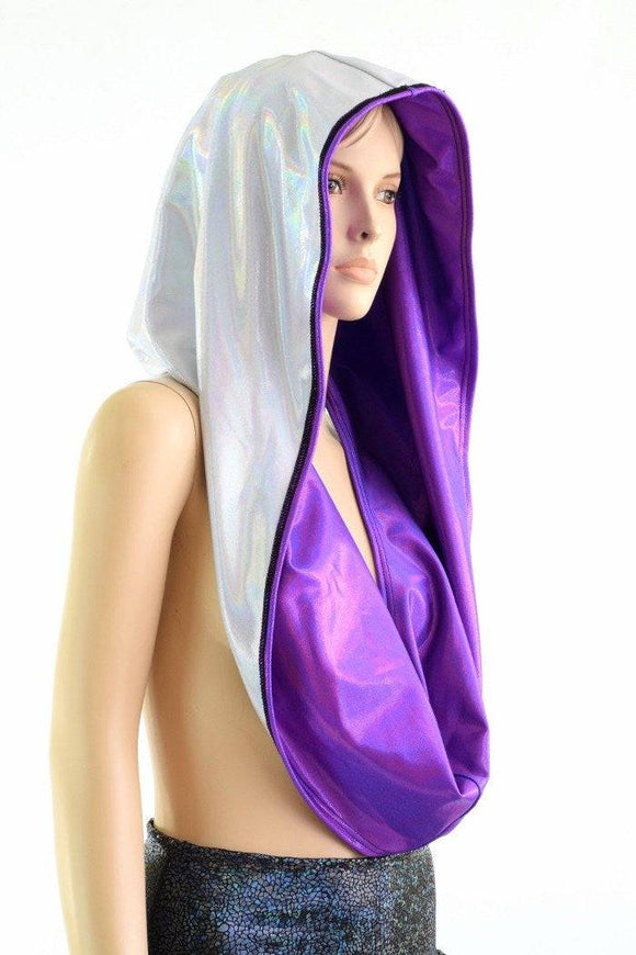 White and Grape HUGE Reversible Festival Hood - Coquetry Clothing