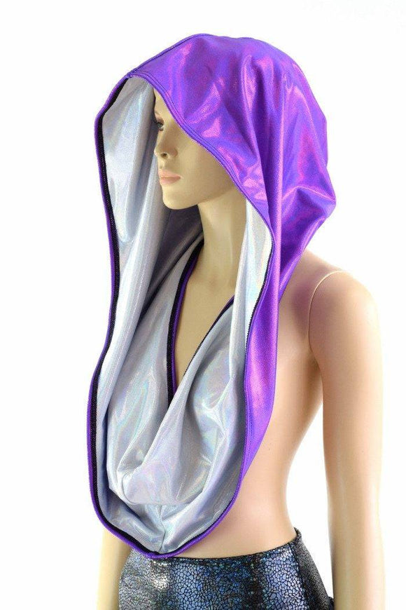 White and Grape HUGE Reversible Festival Hood - Coquetry Clothing