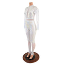 White Kaleidoscope and White Mesh Sagittarius Catsuit - Coquetry Clothing