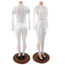 White Kaleidoscope and White Mesh Sagittarius Catsuit - Coquetry Clothing