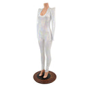 White Kaleidoscope Holographic Sharp Shoulder Catsuit - 5