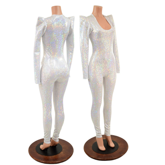 White Kaleidoscope Holographic Stretch Fabric - Coquetry Clothing