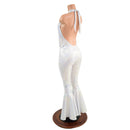 White Kaleidoscope Josie Halter Bell Bottom Flare Catsuit - Coquetry Clothing