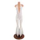 White Kaleidoscope Josie Halter Bell Bottom Flare Catsuit - Coquetry Clothing