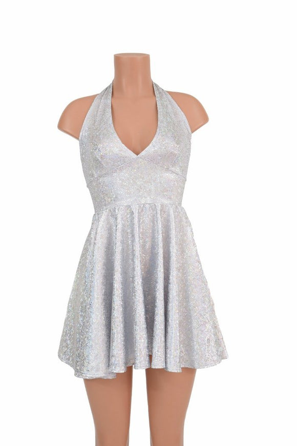 White "Marilyn" Halter Skater Dress - Coquetry Clothing