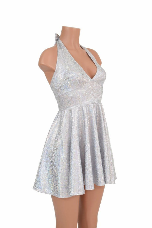 White "Marilyn" Halter Skater Dress - Coquetry Clothing