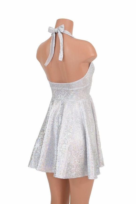 White "Marilyn" Halter Skater Dress - Coquetry Clothing