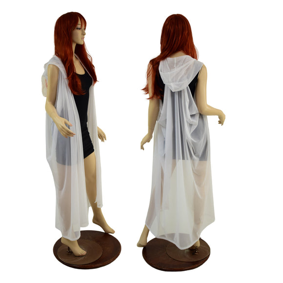 White Mesh Hooded Racerback Duster - Coquetry Clothing