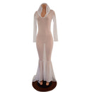 White Mesh Puddle Train Gown - Coquetry Clothing