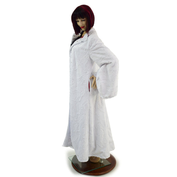 White Minky Robe with Red Sparkly Jewel Liner - Coquetry Clothing
