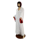 White Minky Robe with Red Sparkly Jewel Liner - Coquetry Clothing