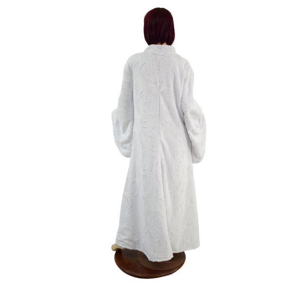 White Minky Robe with Red Sparkly Jewel Liner - Coquetry Clothing