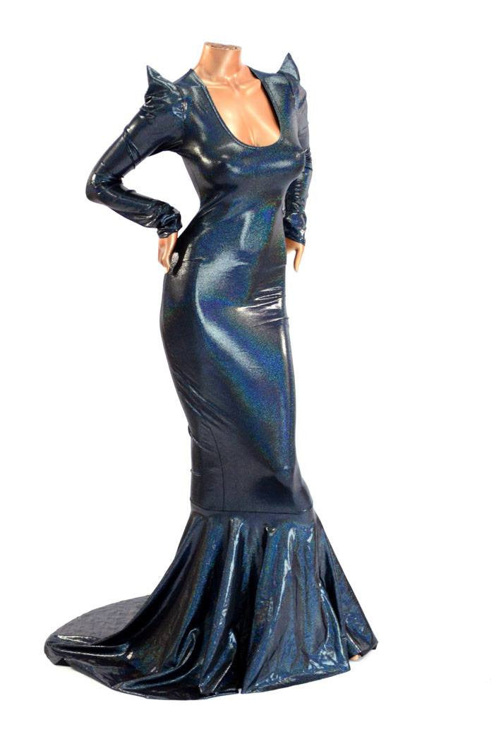 fitted lace wedding dress Wicked Black Holographic Gown