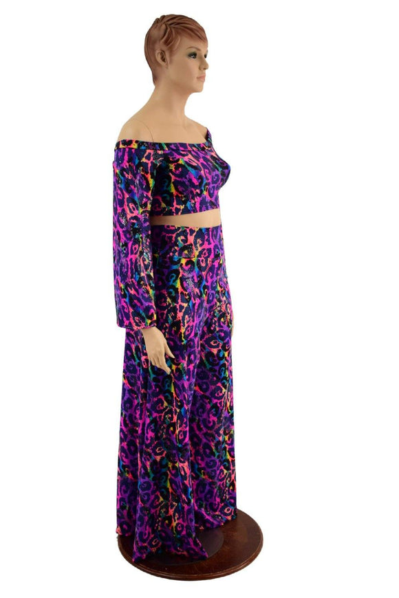 Wide Leg Pants and Ruffled Off Shoulder Top Set - Coquetry Clothing