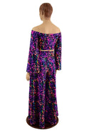 Wide Leg Pants and Ruffled Off Shoulder Top Set - 5