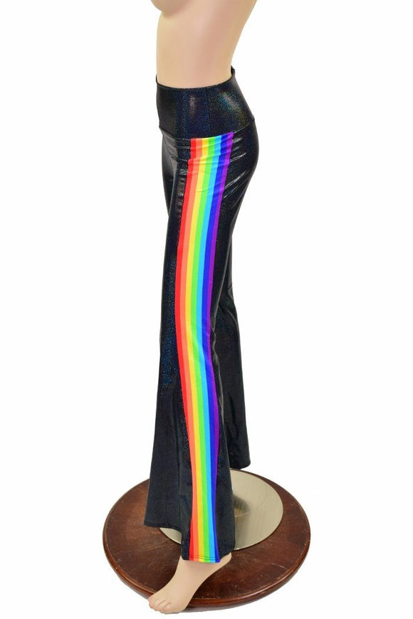Womens Black Holographic Retro Rainbow Solar Flares - Coquetry Clothing