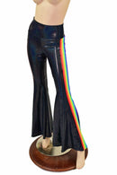 Womens Black Holographic Retro Rainbow Solar Flares - Coquetry Clothing