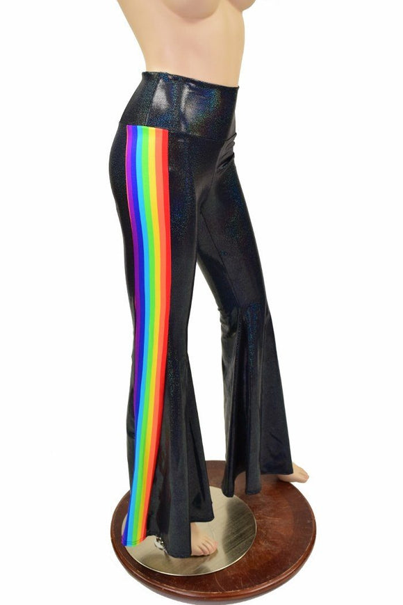Womens Black Holographic Retro Rainbow Solar Flares - Coquetry Clothing