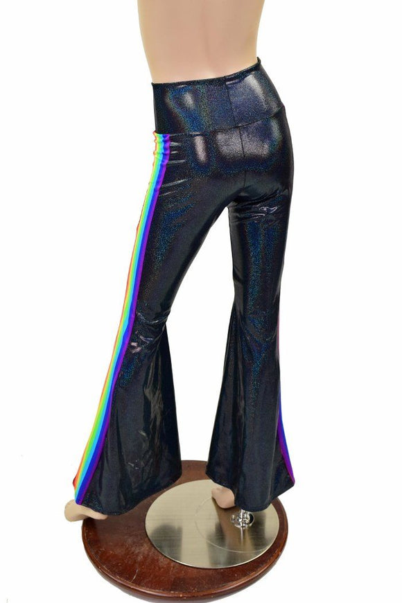 Womens Black Holographic Retro Rainbow Solar Flares - Coquetry Clothing