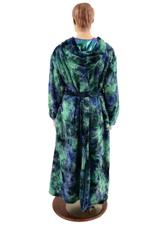 Womens Long Minky Faux Fur Duster with Tie Belt - Coquetry Clothing